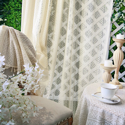 1 Panel Vintage Tassels Window Sheer Drapes