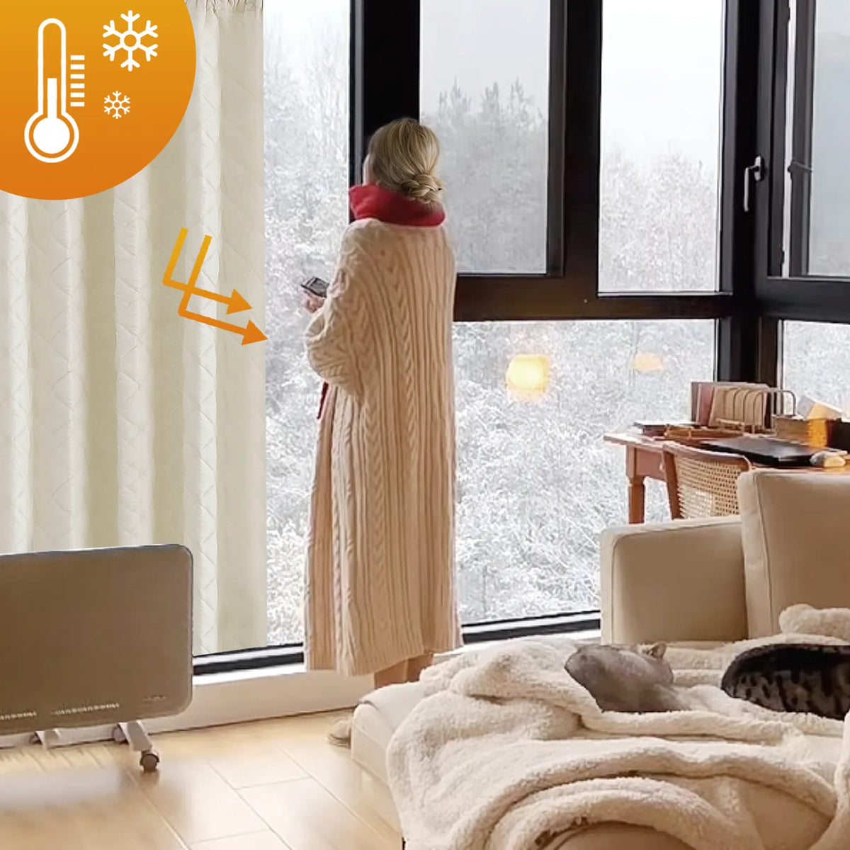 Rideau thermique matelassé léger sur mesure – Quilessa