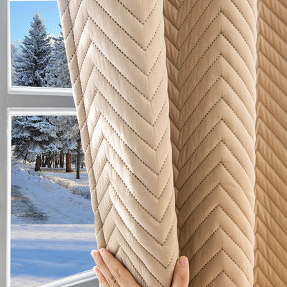Rideau thermique épais sur mesure avec matelassage chevrons - Tessaro