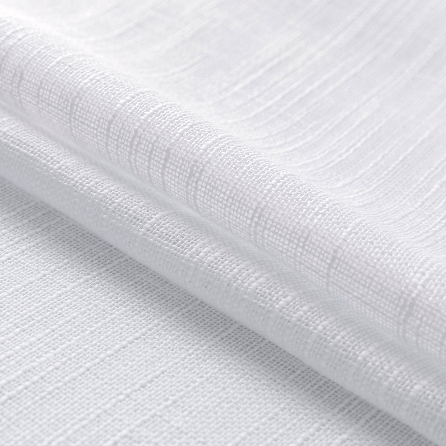 2 Short Linen-Look Sheer Curtains with Rod Pocket for Kitchen Bathroom Window