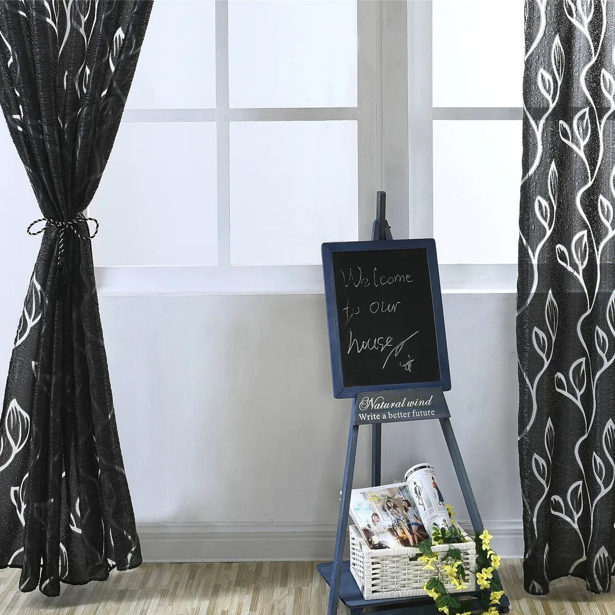1 Panel Leaves Window Curtain Living Room Decor