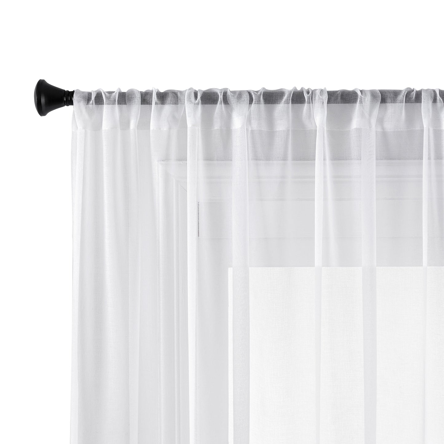 Transparent curtain in a set of 2 – white, light voile look