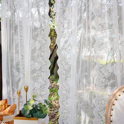 2 Panel Floral Patio Lace Sheer Curtains Decor
