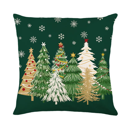 4er-Set Weihnachts-Kissenbezüge aus Leinen – Softe Dekokissen für Sofa und Bett (45×45 cm)