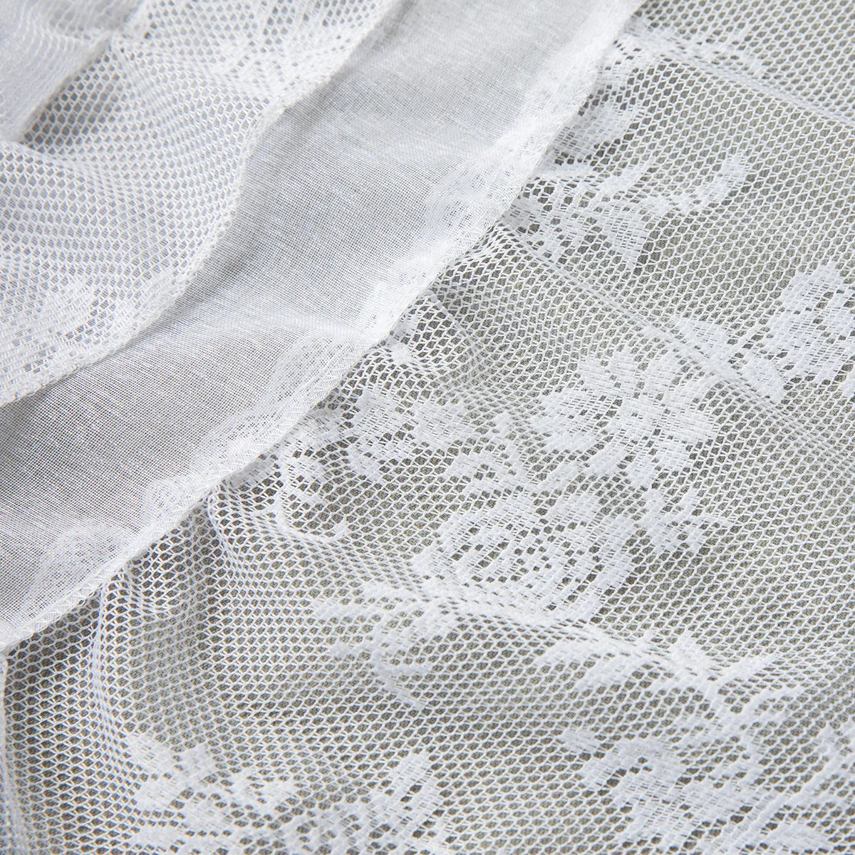 1 Panel Floral Lace Window Short Tier Curtains