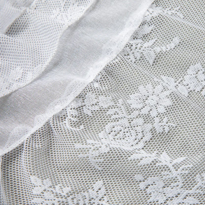 1 Panel Floral Lace Window Short Tier Curtains