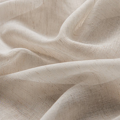 Rideau romain vintage semi-transparent aspect lin beige avec passe-tringle