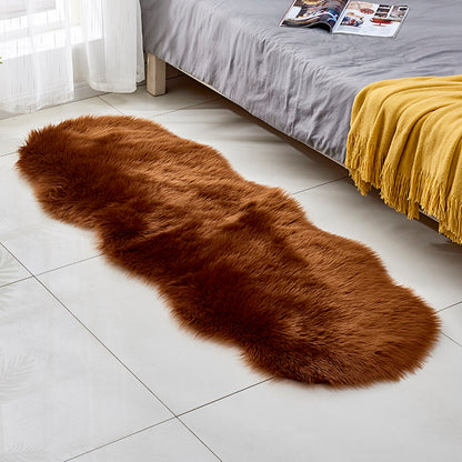 Fluffy faux fur rug, long pile shaggy rug, 60x180 cm