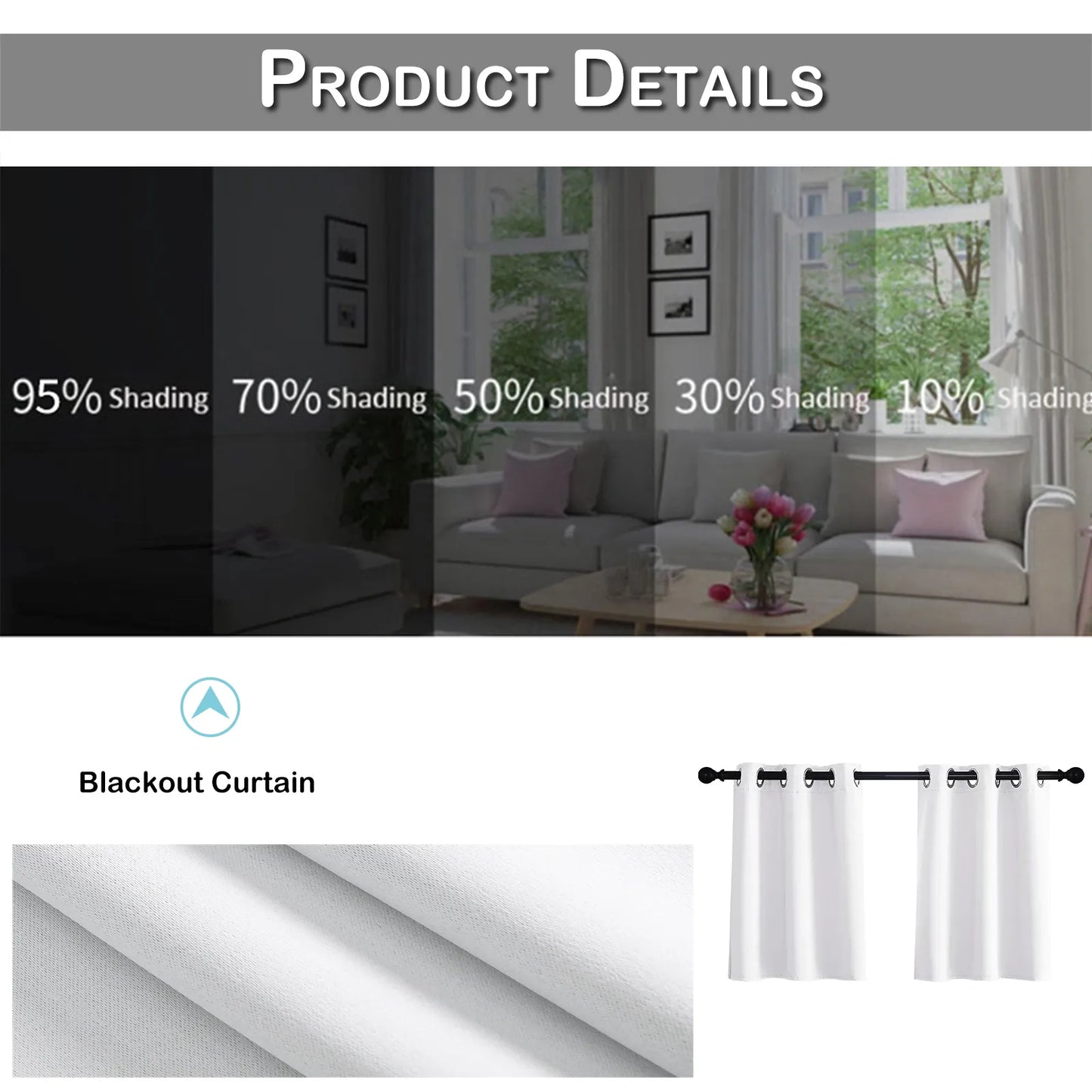 1 Panel High-precision Blackout Short Kitchen Curtains