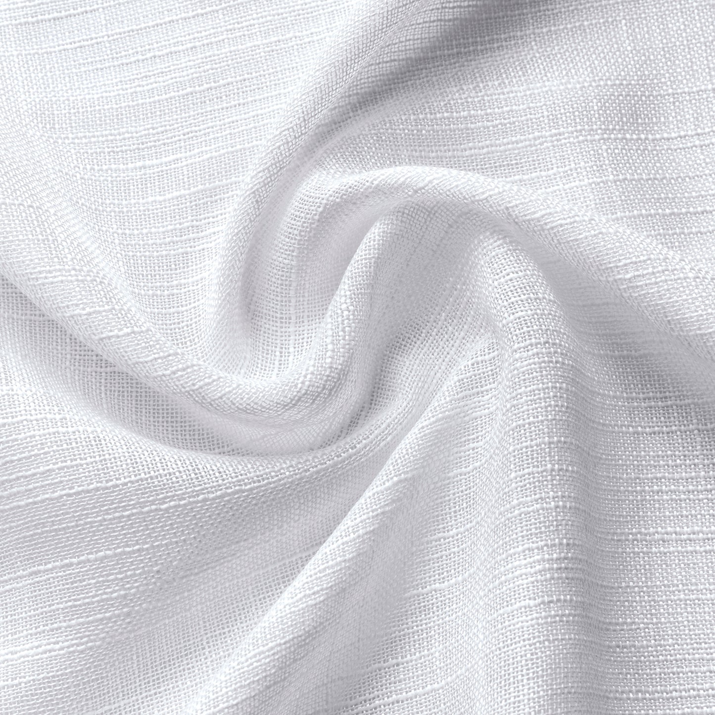 2 Short Linen-Look Sheer Curtains with Rod Pocket for Kitchen Bathroom Window