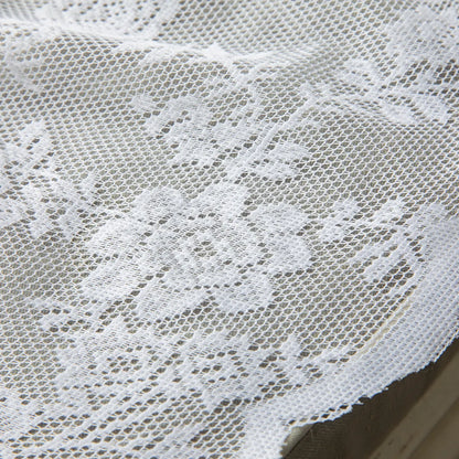 1 Panel Floral Lace Window Short Tier Curtains