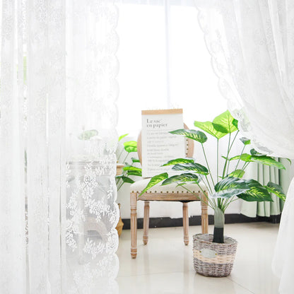 Voile Vorhänge Floral Spitze Sheer Vorhang Slot Top Tür Screening Picknick Decor