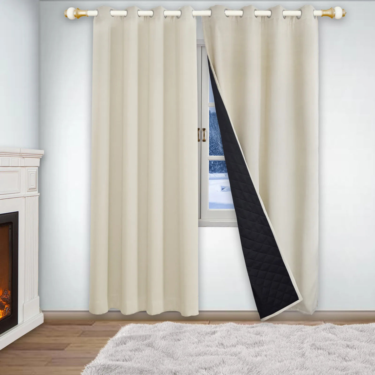 Rideau thermique matelassé robuste à envers noir - Keldora