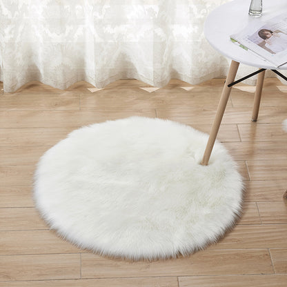 Round Shaggy Rug, Faux Fur, Long Pile, Fluffy Rug