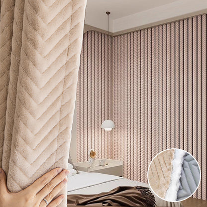 Rideau matelassé épais en peluche courte 100 % occultant et isolant thermique 1 panneau