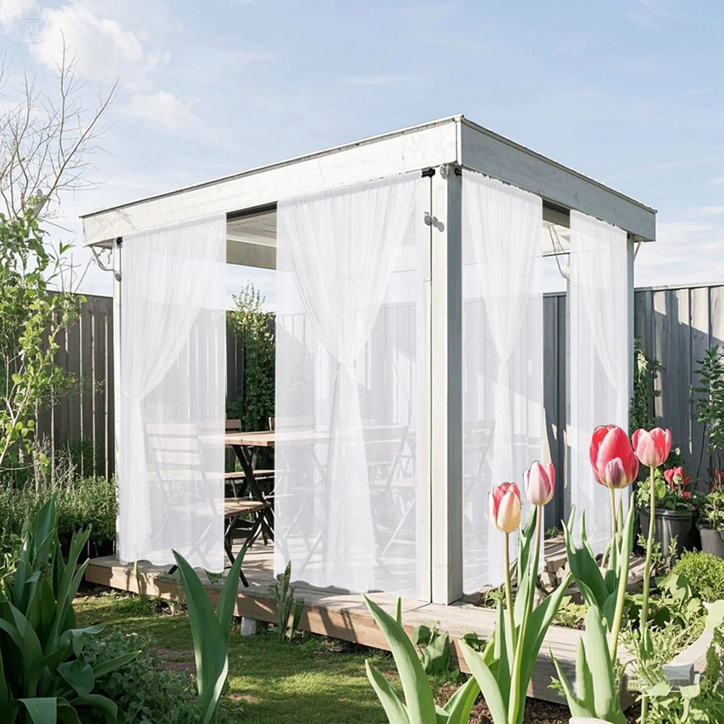 Double-layered outdoor curtain made to measure with mosquito net · Solmara
