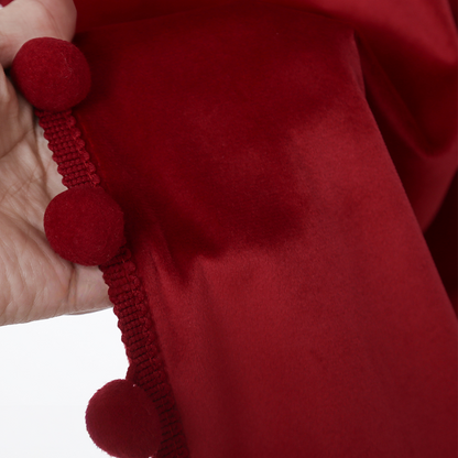 Rideaux de Noël en velours avec pompons 2 pièces rouge ou vert