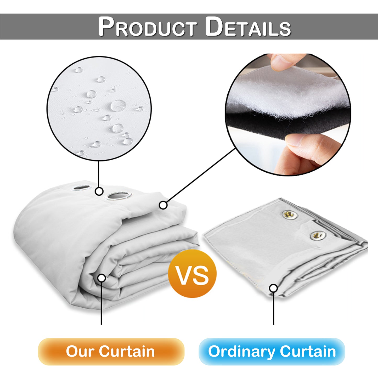 Outdoor Curtain – Waterproof, Windproof and Quilted, 100% Blackout, 1/2 Panel
