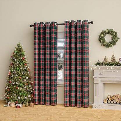 Rideau de Noël à carreaux · Rouge Vert · Style vintage