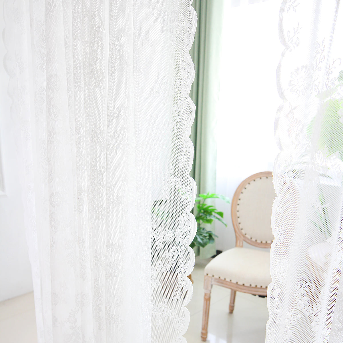 Voile Vorhänge Floral Spitze Sheer Vorhang Slot Top Tür Screening Picknick Decor