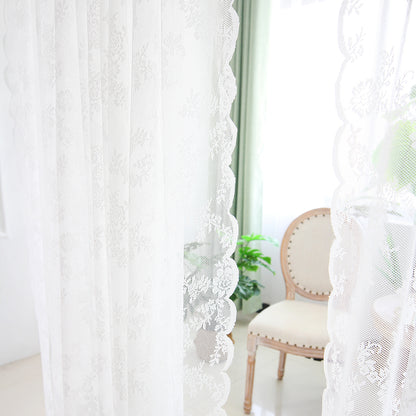 Voile Vorhänge Floral Spitze Sheer Vorhang Slot Top Tür Screening Picknick Decor