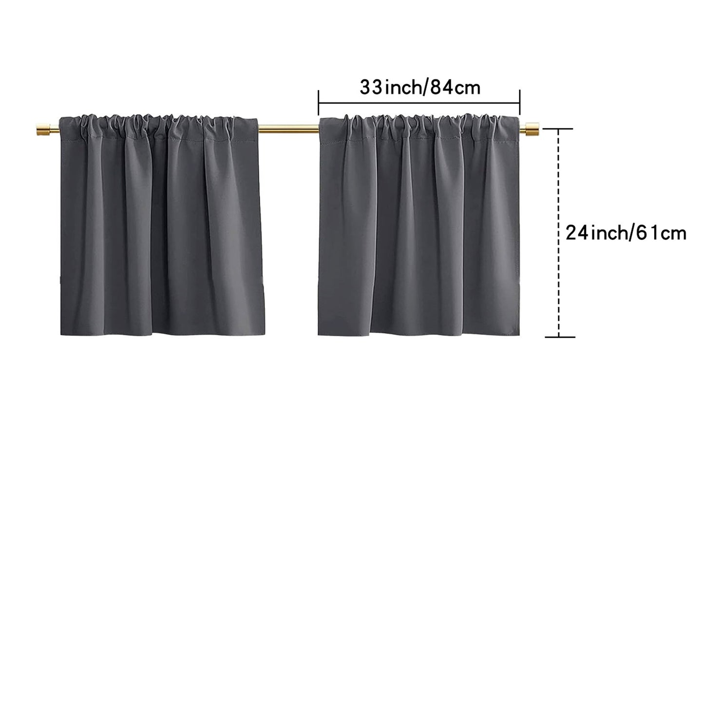2 Panel Blackout Privacy Short Small Curtains