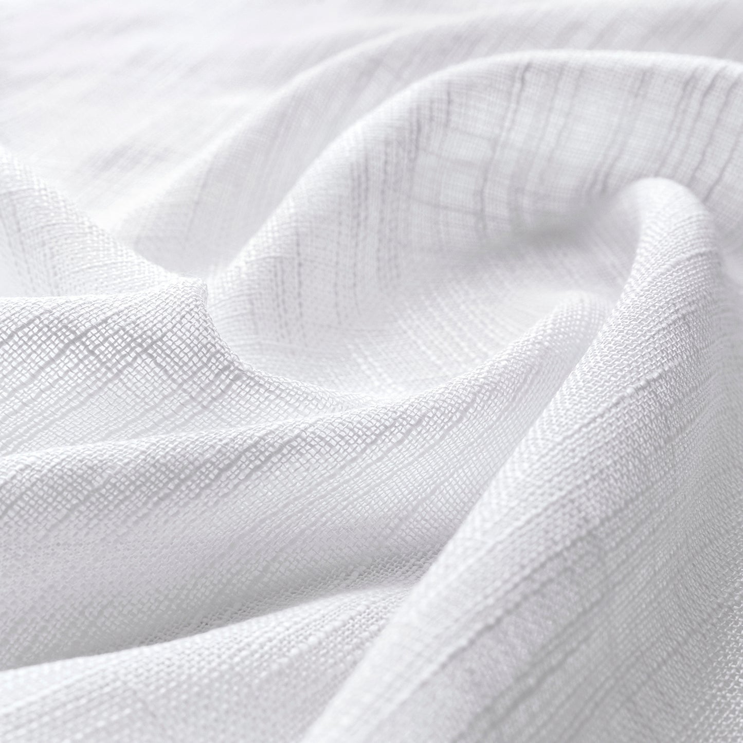 2 Short Linen-Look Sheer Curtains with Rod Pocket for Kitchen Bathroom Window