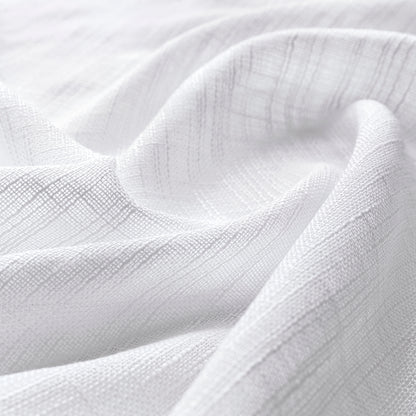 2 Short Linen-Look Sheer Curtains with Rod Pocket for Kitchen Bathroom Window