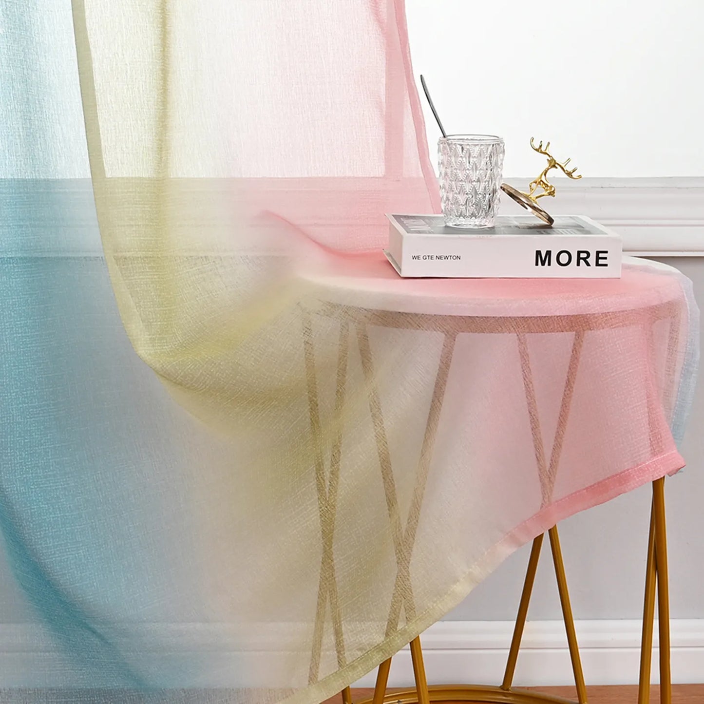 1 Panel Ombre Fenster Sheer Transparent Wohnzimmer Schlafzimmer Vorhänge Ösen