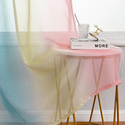 1 Panel Ombre Fenster Sheer Transparent Wohnzimmer Schlafzimmer Vorhänge Ösen