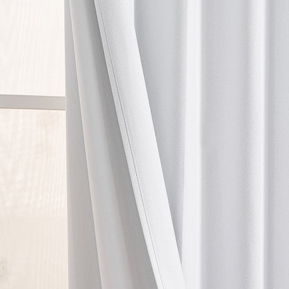 Lot de 2 rideaux aspect lin blanc 100% occultant ruban plissé avec crochets et anneaux