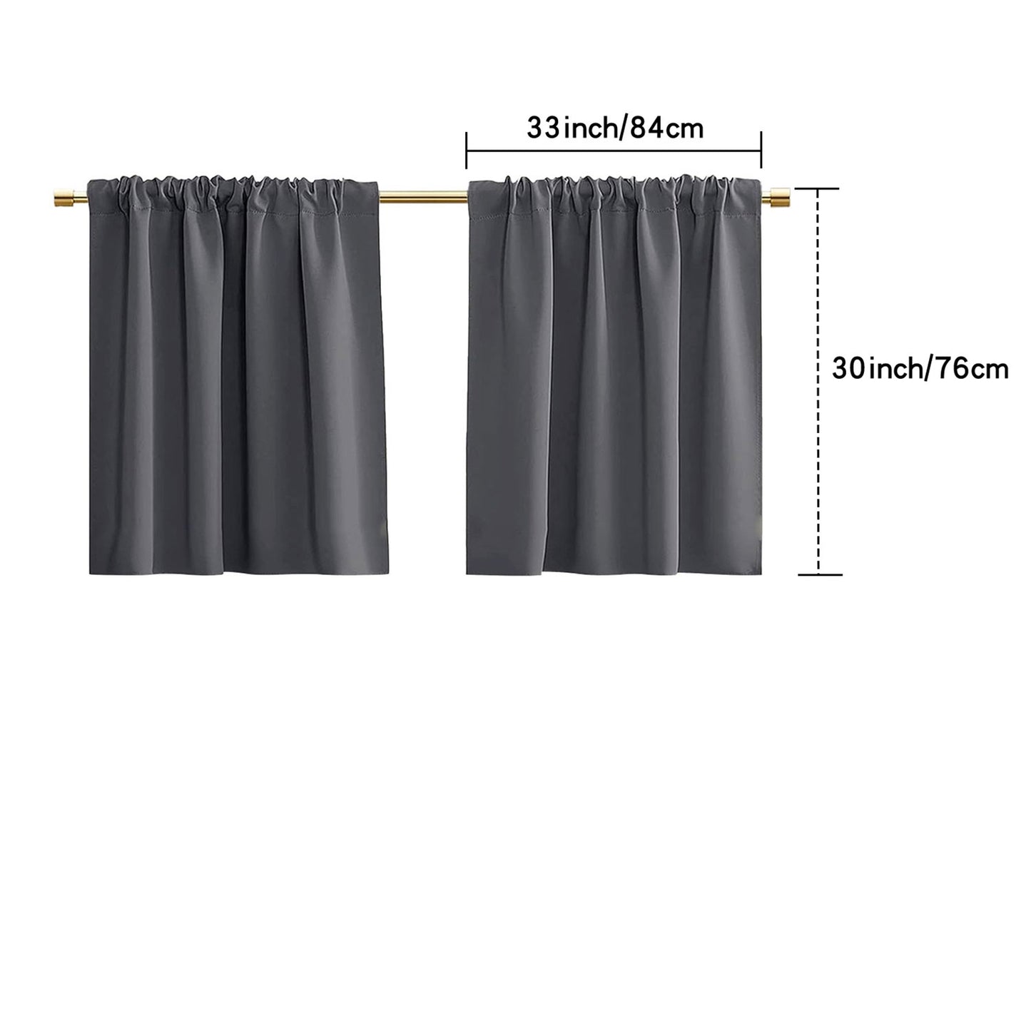 2 Panel Blackout Privacy Short Small Curtains