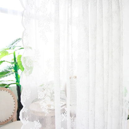 Voile Vorhänge Floral Spitze Sheer Vorhang Slot Top Tür Screening Picknick Decor
