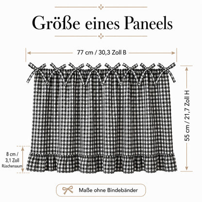 Rideau court à carreaux avec nouettes style maison de campagne