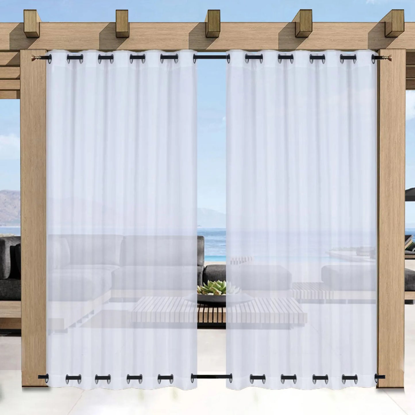 Windstabile Outdoor Voile Gardine nach Maß · Arvella