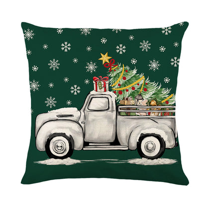 4er-Set Weihnachts-Kissenbezüge aus Leinen – Softe Dekokissen für Sofa und Bett (45×45 cm)