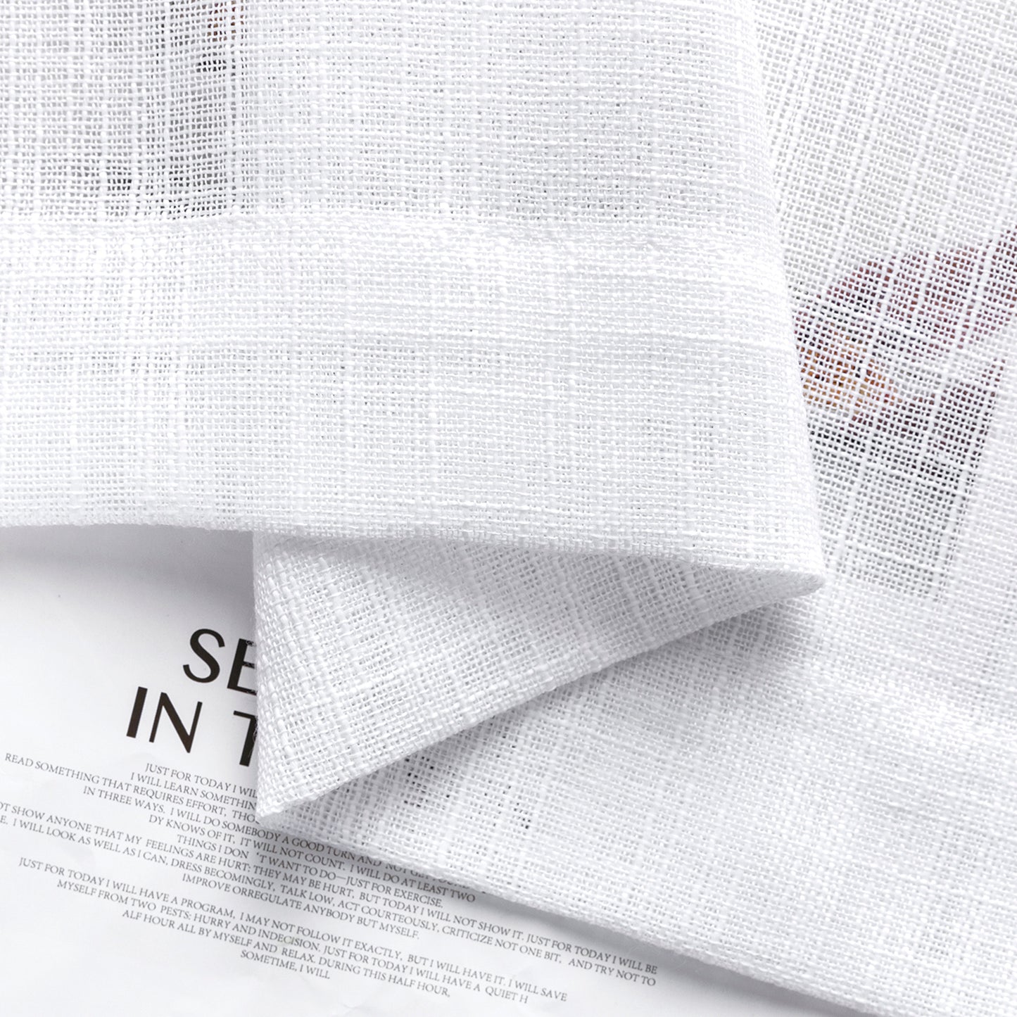 2 Short Linen-Look Sheer Curtains with Rod Pocket for Kitchen Bathroom Window