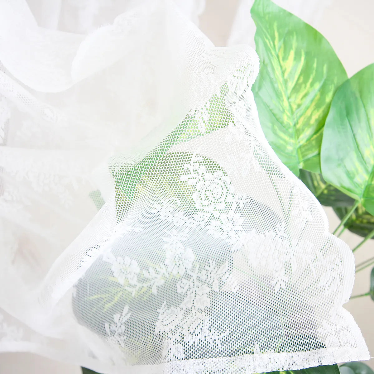 Voile Vorhänge Floral Spitze Sheer Vorhang Slot Top Tür Screening Picknick Decor