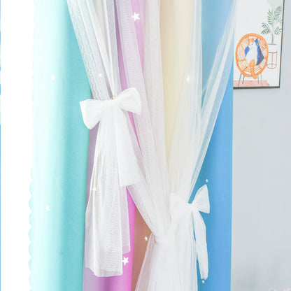 Verdunkelungsvorhang Sterne Ombre Zweilagig mit Tüllschleife 1 Panel