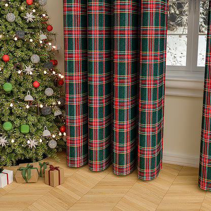 Rideau de Noël à carreaux · Rouge Vert · Style vintage