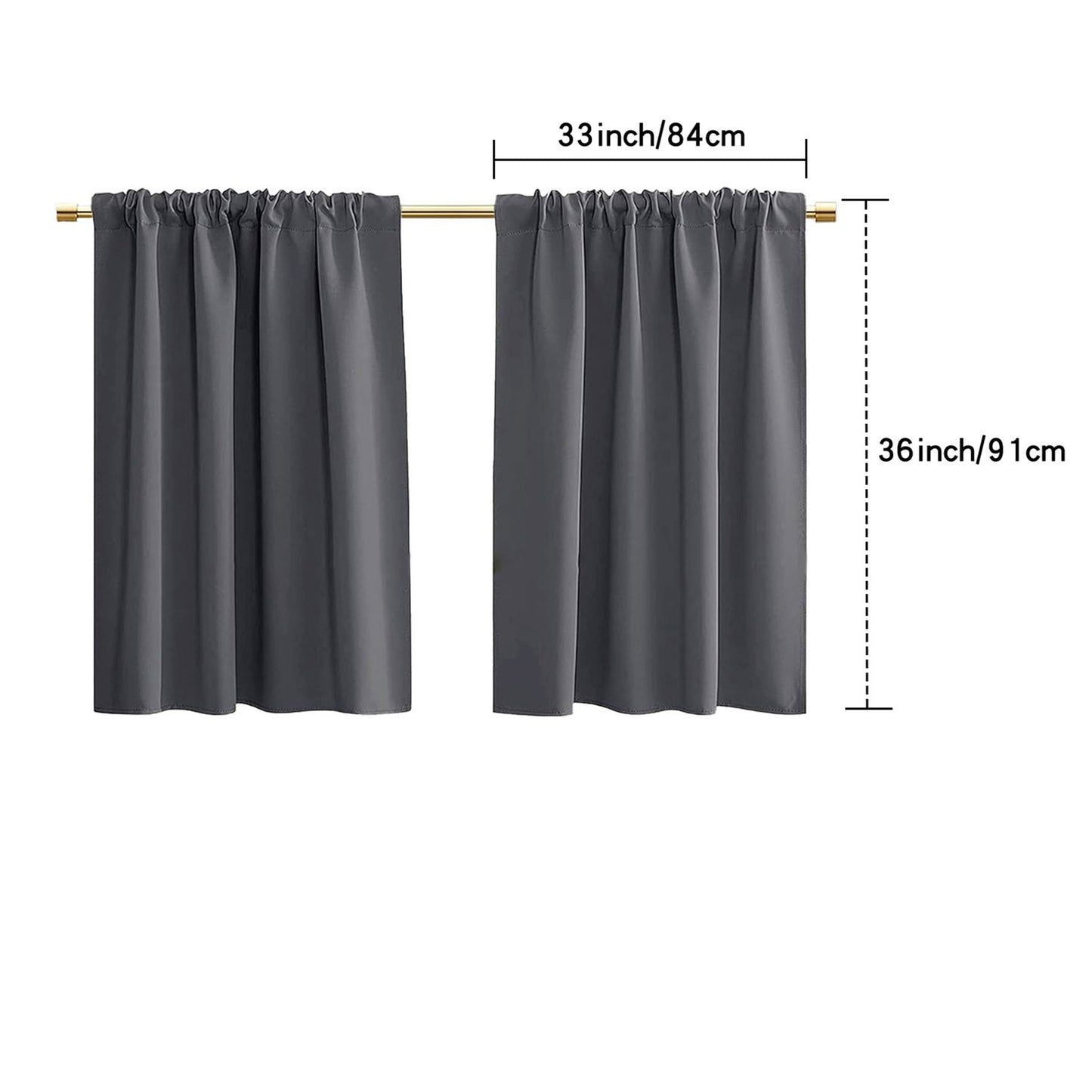 2 Panel Blackout Privacy Short Small Curtains