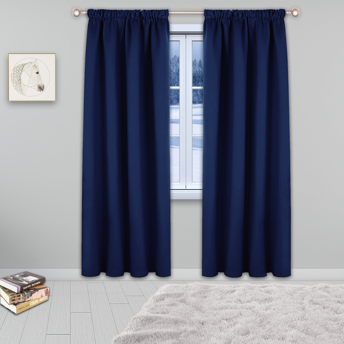 Blackout Curtains, 1 Panel, Blue, 132*160cm/132*183cm/132*213cm