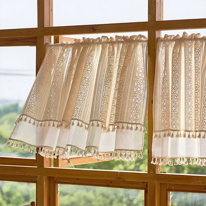 1 Panel Boho Double Layer Tier Curtain