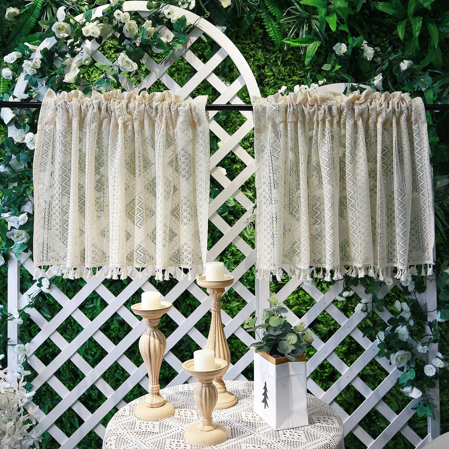 1 Panel Vintage Tassels Boho Window Sheer Curtains