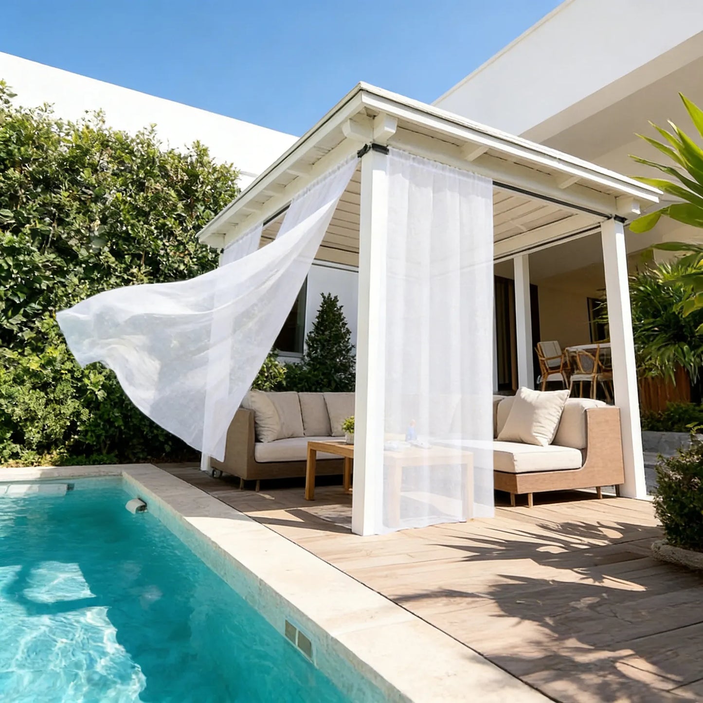 Lightweight outdoor voile curtain made to measure · Alviora