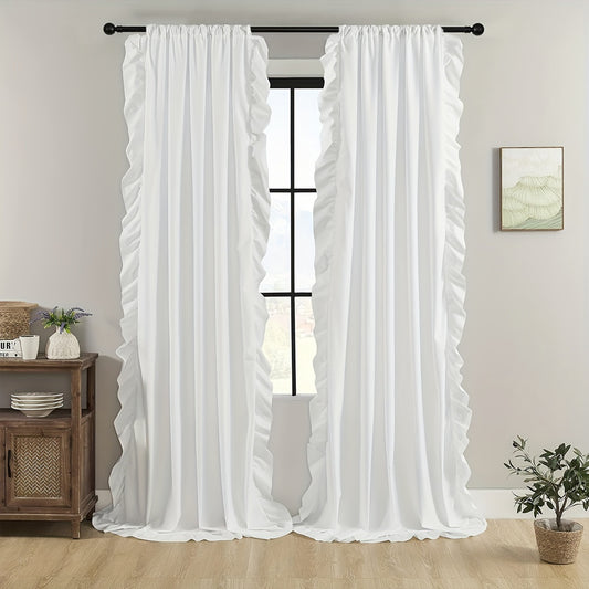 1 Panel Boho Flounce Ruffle Window Sheer Curtain