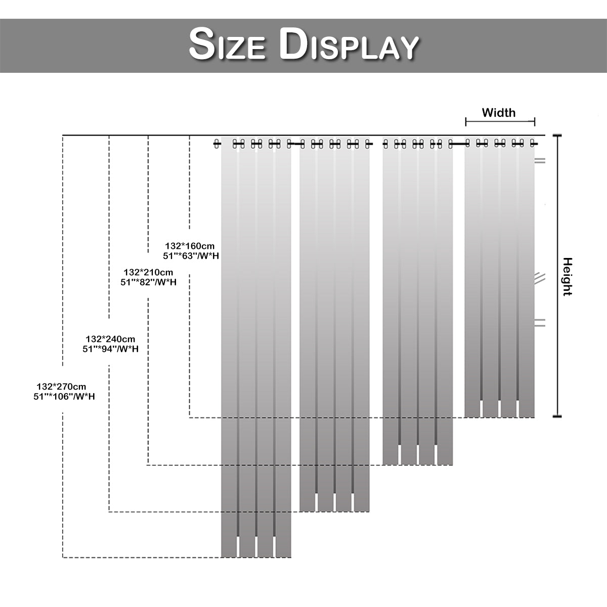 Rideaux transparents texturés, 1 panneau, blanc, 132x160cm/132x210cm/132x240cm/132x270cm