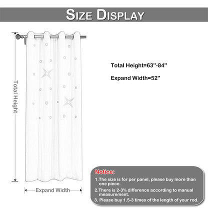 Stars Blackout Curtains, 1 Panel, Gray, 132x160cm/132x183cm/132x213cm