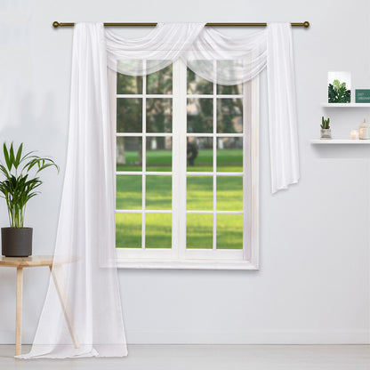 Rideaux de patio transparents à cantonnière, 1 panneau, blanc, 137 x 366 cm/137 x 548 cm