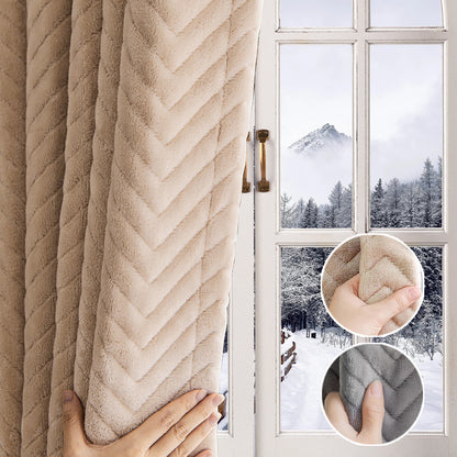 Rideau matelassé épais en peluche courte 100 % occultant et isolant thermique 1 panneau